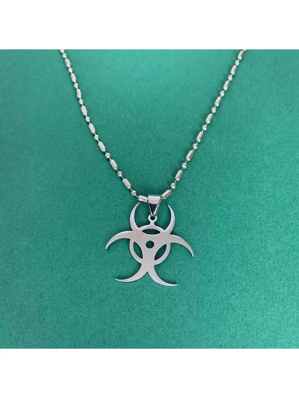 Y2k Nuclear ☢️ opium punk gothic style necklace. Cool design. Chain is unisex